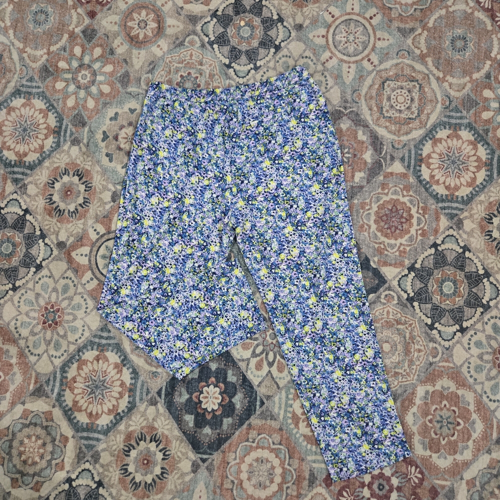 Laura Scott Ditsy Floral Pull On Straight Leg Pants 1X